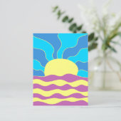 Sonnenaufgang und Wave Abstrakte Kunst Postkarte (Stehend Vorderseite)