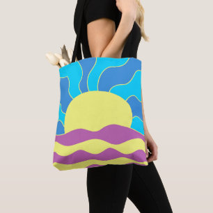 Sonnenaufgang und Wave Abstrakte Kunst Tasche