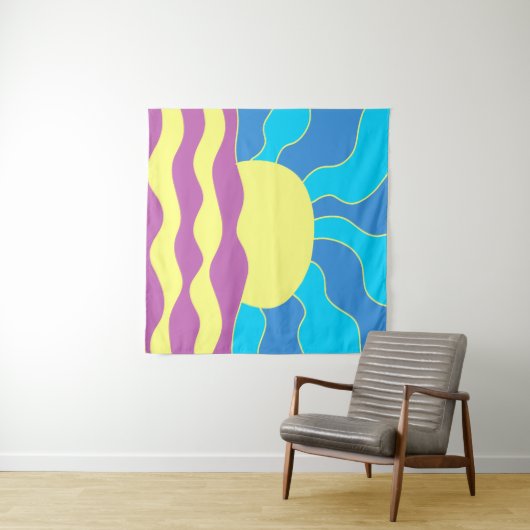Sonnenaufgang und Wave Abstrakte Kunst Wandteppich (Beispiel (Horizontal))
