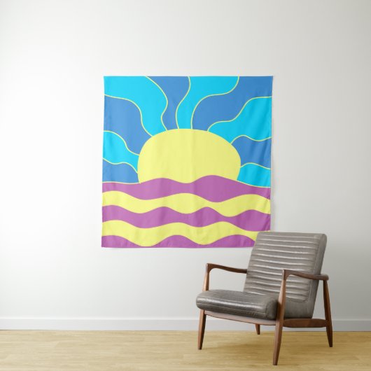 Sonnenaufgang und Wave Abstrakte Kunst Wandteppich (Beispiel)
