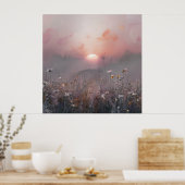 Sonnenaufgang und Wildblumen Poster (Küche)