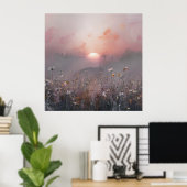 Sonnenaufgang und Wildblumen Poster (Heimbüro)