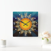 Sonnenaufgang-Wanduhr Quadratische Wanduhr (Zuhause)