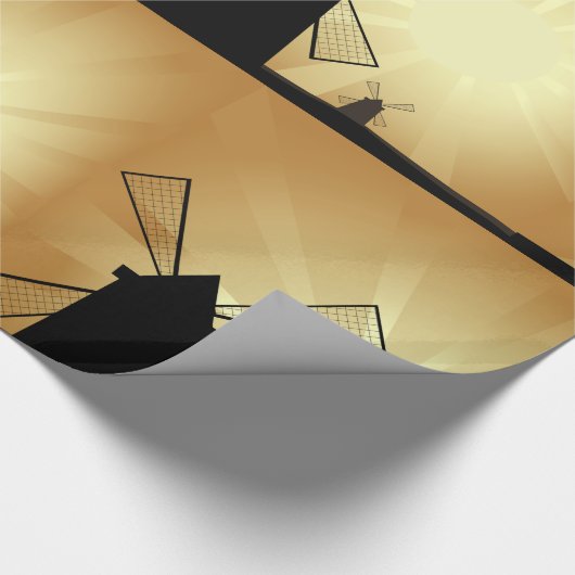 Sonnenaufgang Windmühlen Geschenkpapier (Ecke)