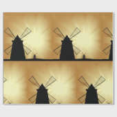 Sonnenaufgang Windmühlen Geschenkpapier (Flach)