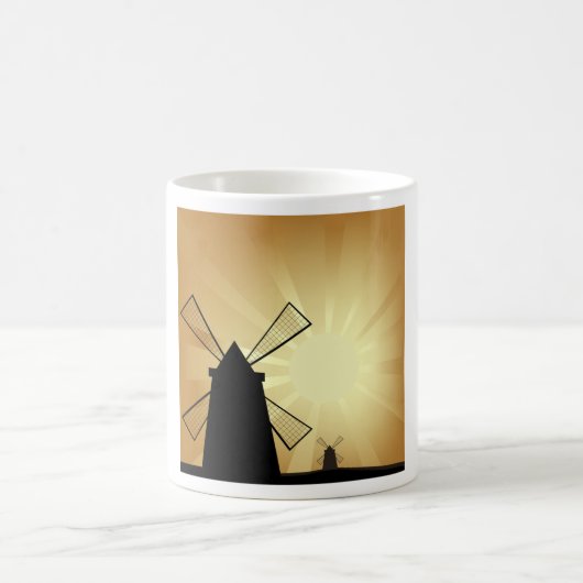 Sonnenaufgang Windmühlen Kaffeetasse (Mittel)