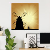 Sonnenaufgang Windmühlen Poster (Heimbüro)
