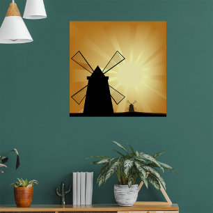 Sonnenaufgang Windmühlen Poster