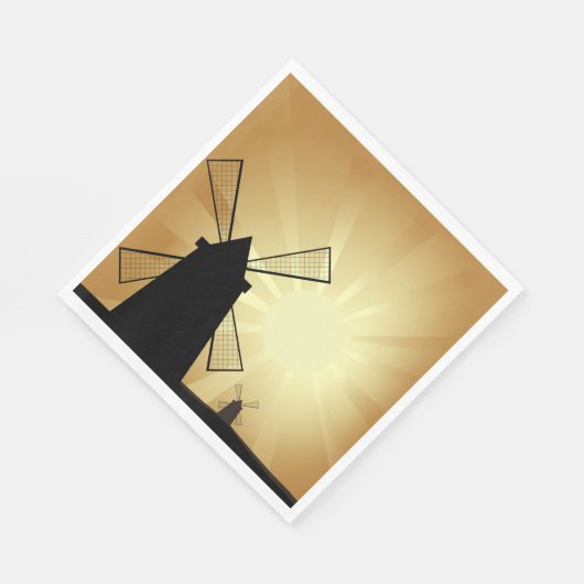 Sonnenaufgang Windmühlen Serviette (Ecke)