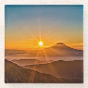 Sonnenaufgang zwischen den Hügeln Glasuntersetzer