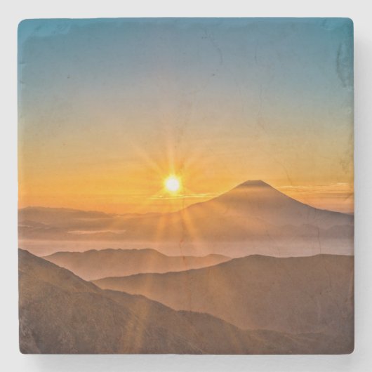 Sonnenaufgang zwischen den Hügeln Steinuntersetzer (Vorderseite)