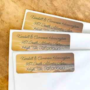 Sonnenaufgangs-Strand Schrift Retouradresse-Etiket