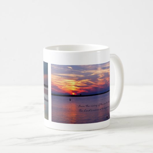 Sonnenaufgangscripture-Tasse Kaffeetasse (VorderseiteRechts)