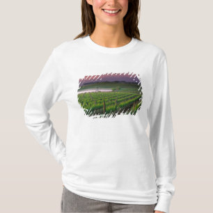 Sonnenaufgangsfärbung im fernen Nebel dahinter T-Shirt