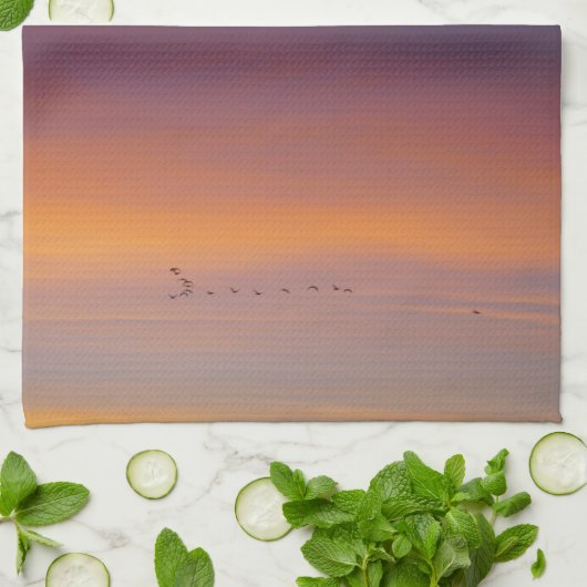 Sonnenaufgangsflug Geschirrtuch (Gefaltet)