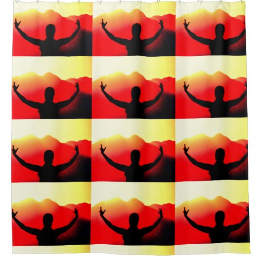 Sonnenaufgangsgrüßmuster Duschvorhang (Vorderseite)