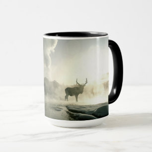 Sonnenaufgangssilhouette eines Elchs am Castle Gey Tasse