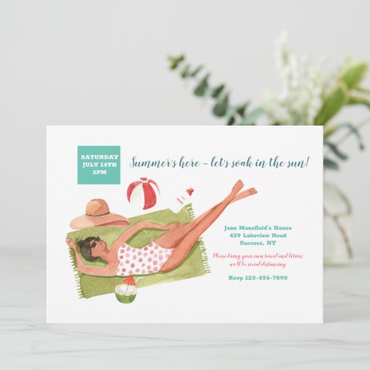 Sonnenbad Einladung (Stehend Vorderseite)