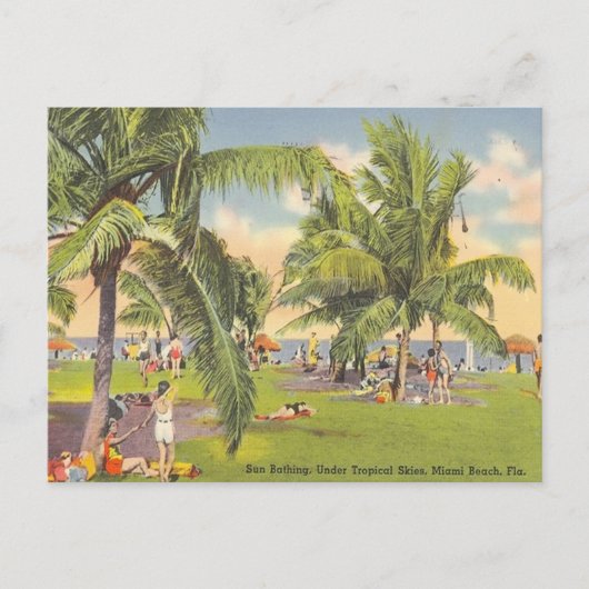 Sonnenbad, tropischer Himmel, Miami Beach, Florida Postkarte (Vorderseite)