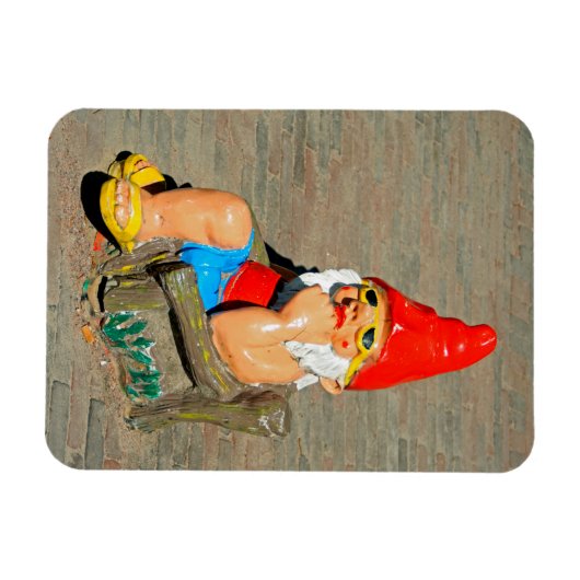 Sonnenbadegartenzwerg Magnet (Horizontal)