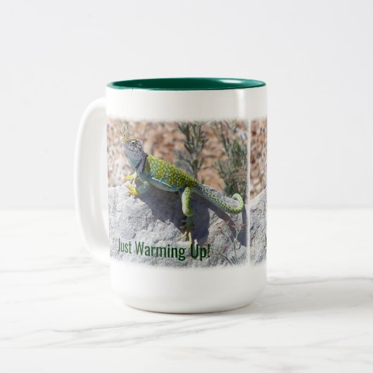 Sonnenbaden farbenfroh farbige Lizard Reptile Zweifarbige Tasse (Vorderseite Links)