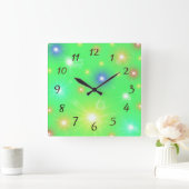 Sonnenbaden Sie in vielen fröhlichen digitalen Par Quadratische Wanduhr (Zuhause)