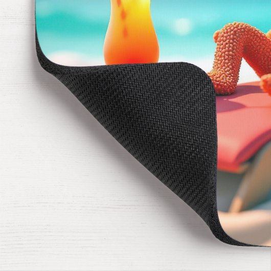 Sonnenbaden Starfish mit Cocktail Mousepad (Ecke)