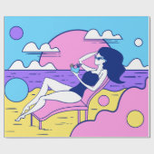 Sonnenbäder am Strand mit einem Cocktail in der Ha Geschenkpapier (Flach)