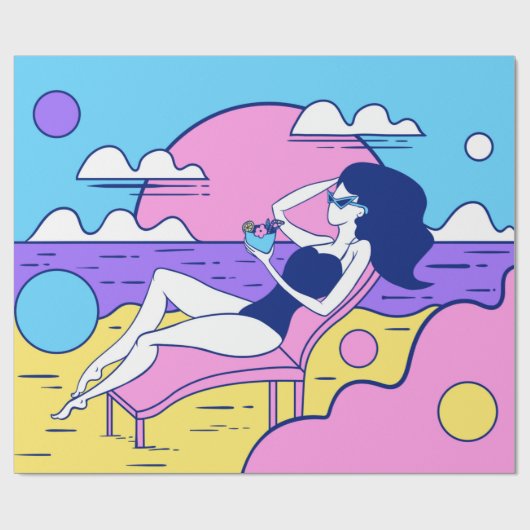 Sonnenbäder am Strand mit einem Cocktail in der Ha Geschenkpapier (Flach)