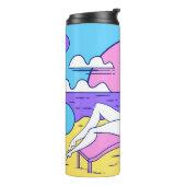 Sonnenbäder am Strand mit einem Cocktail in der Ha Thermosbecher (Nach links gedreht)