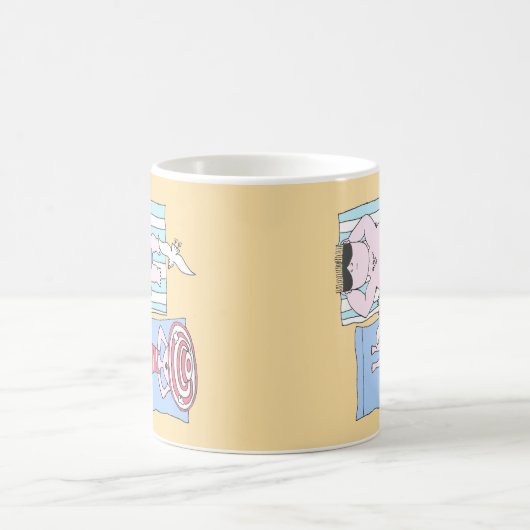 Sonnenbader bei Beach Hand Drawn Art Kaffeetasse (Mittel)