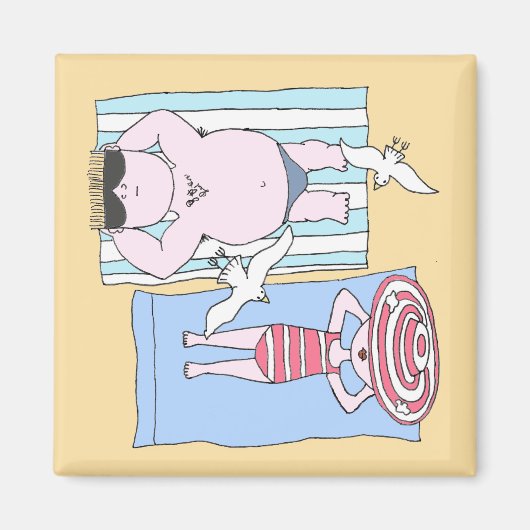Sonnenbader bei Beach Hand Drawn Art Magnet (Vorne)