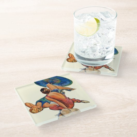 Sonnenbäder Glasuntersetzer (Schrägansicht)