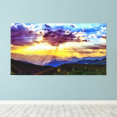Sonnenbänke Berge Foto Stretched Canvas Print Leinwanddruck (Insitu (Holzboden))