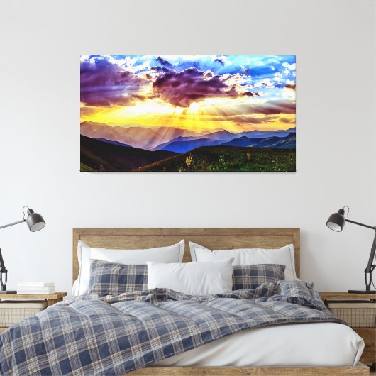 Sonnenbänke Berge Foto Stretched Canvas Print Leinwanddruck (Insitu (Schlafzimmer))