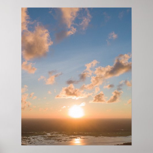 Sonnenbänke, Sonnenaufgang, blauer Himmel, flausch Poster (Vorne)
