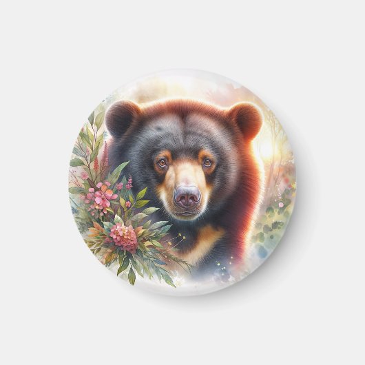 Sonnenbär-Floral-Aquarell Magnet (Vorne)