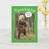 Sonnenbär im Wald mit Geburtstagskuchen Karte (Gelbe Blume)