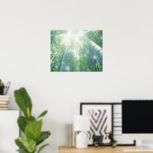 Sonnenbäume, die durch Bambusse strahlen Poster (Heimbüro)