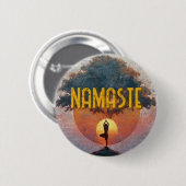 Sonnenbegrüßungs-Yoga Namaste Baum des Lebens Button (Vorne & Hinten)