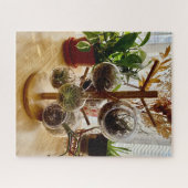 Sonnenbeleuchtete Blumentablettenanzeige Puzzle (Horizontal)