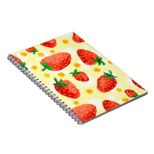 Sonnenbeleuchtete Erdbeeren & Daisies Notizblock