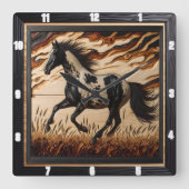 Sonnenbeleuchtete Farbe: Holzkörner-eigene Trolle Quadratische Wanduhr (Vorderseite)