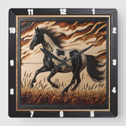 Sonnenbeleuchtete Farbe: Holzkörner-eigene Trolle Quadratische Wanduhr (Vorderseite)