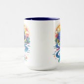 Sonnenbeleuchtete Gipfel und fließender Fluss Tasse (Zentrum)