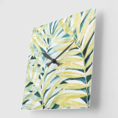 Sonnenbeleuchtete Palmen - Blätter mit Palmenbaum Quadratische Wanduhr (Winkel)