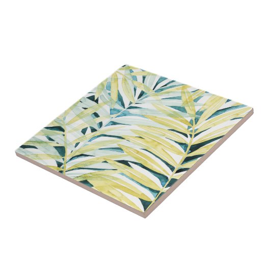 Sonnenbeleuchtete Palmen - Palmen Tree Blätter Fliese (Seite)