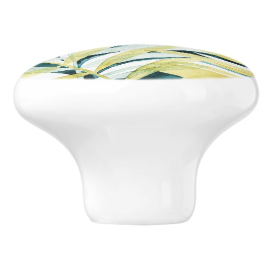 Sonnenbeleuchtete Palmen - Palmen Tree Blätter Keramikknauf (Seitenansicht)