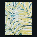 Sonnenbeleuchtete Palmen - Palmen Tree Blätter Puzzle<br><div class="desc">Sunlit Palms I von Grace Popp. Die Blätter der tropischen Palmen sind gelb-grün gehalten.</div>