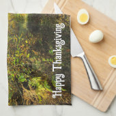 Sonnenbeleuchtete Wälder im Herbst - Personalisier Geschirrtuch (Viertel Falte)